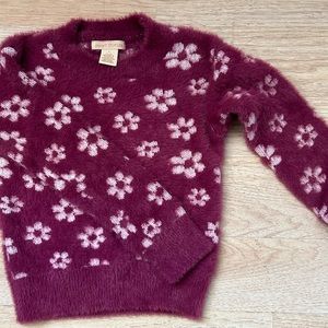 Sweat dreams ,Burgundy Floral Fuzzy Sweater size 5